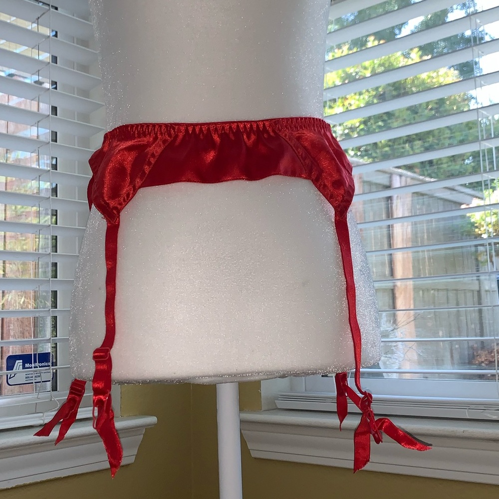 Bright Red Satin Garter Belt